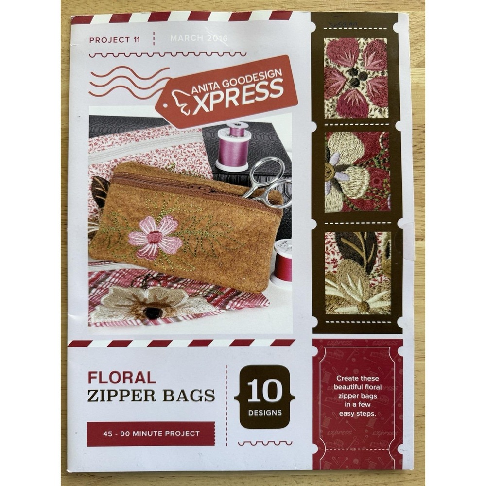 Floral Zipper Bags - Anita Goodesign‎ Express #11 Machine Embroidery Design CD